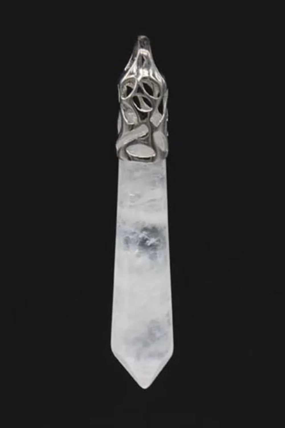 Silver Plated Natural Clear Quartz Pendulum Pendant