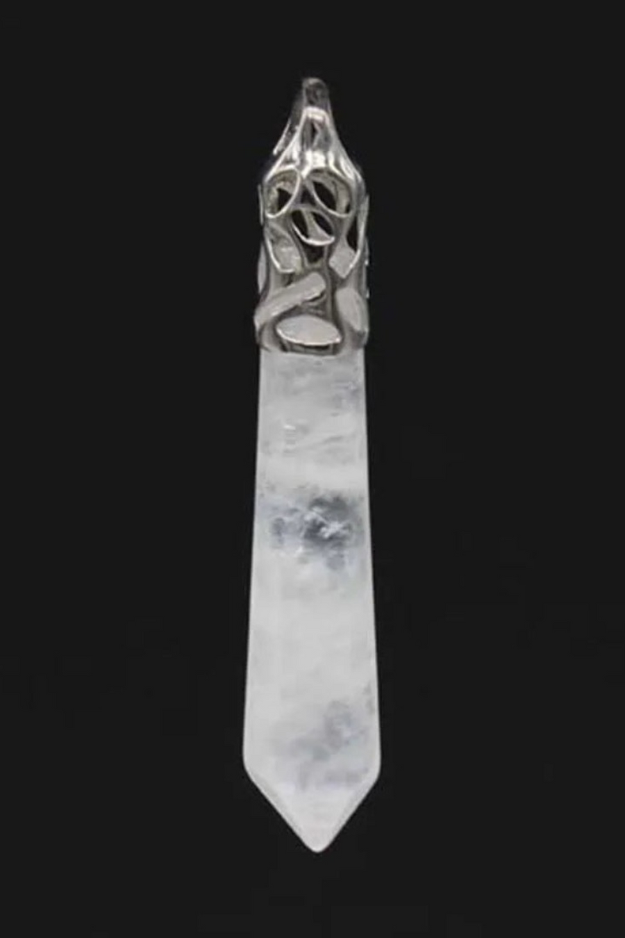 Silver Plated Natural Clear Quartz Pendulum Pendant