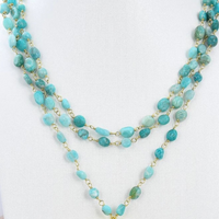 3 Strands Natural Peruvian Amazonite Heart Necklace