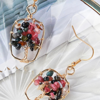 Boho Style Natural Colorful Tourmaline Earrings