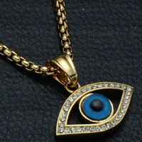 Stainless Steel Turkish Evil Eye San Benito Pendant Necklace