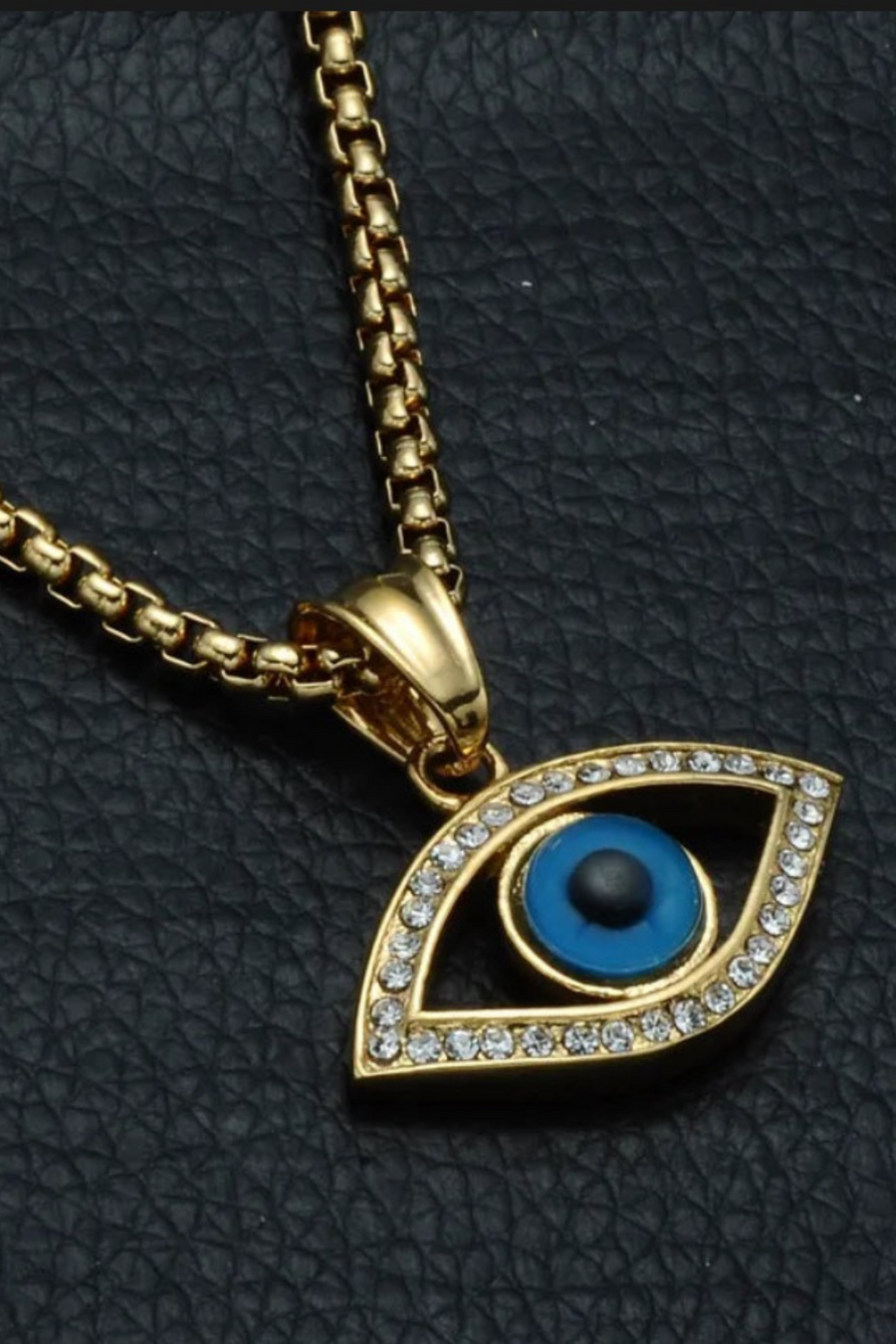 Stainless Steel Turkish Evil Eye San Benito Pendant Necklace