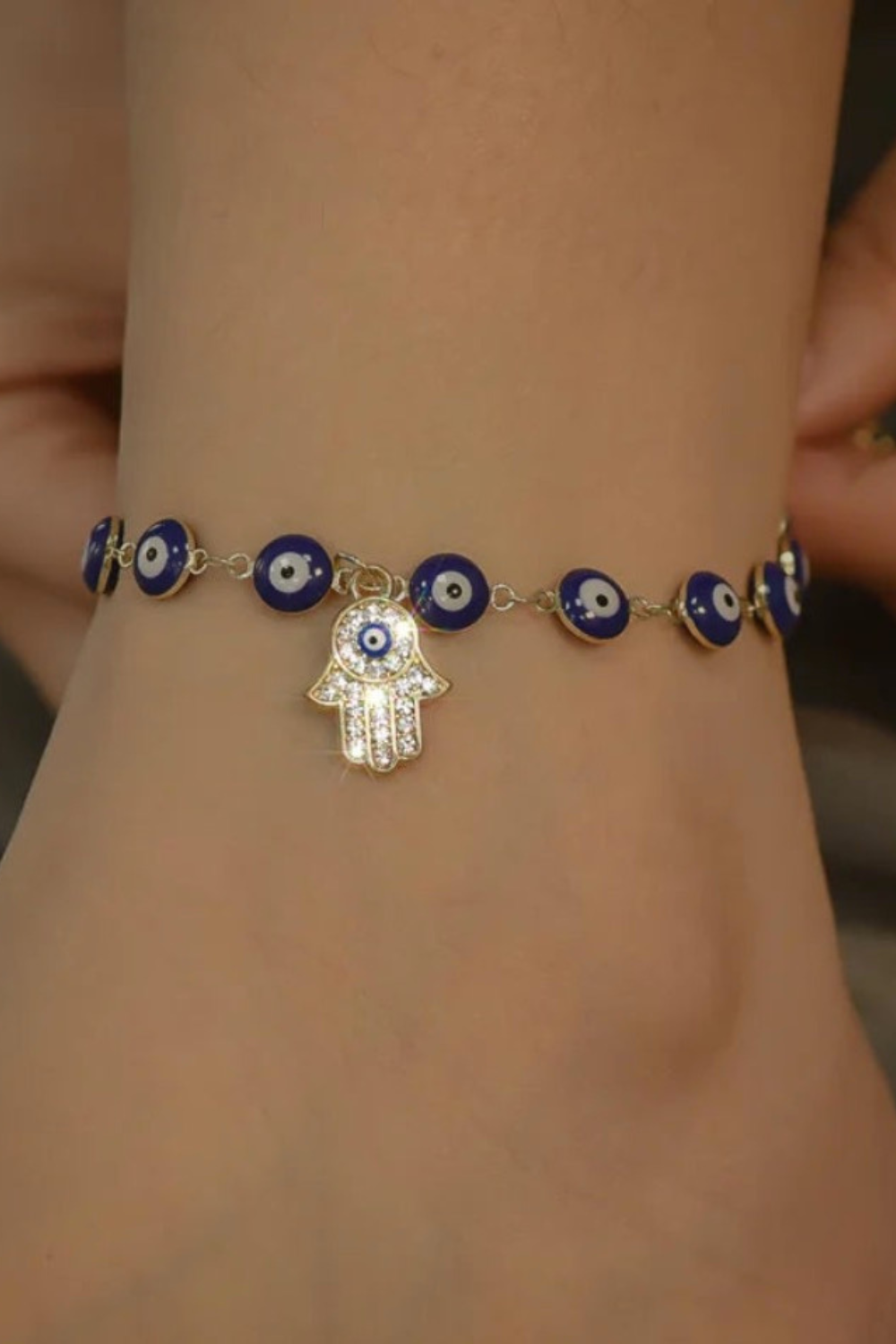 Boho Hand Blue Evil Blue Eye Charm Anklet Bracelet