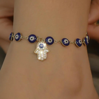 Boho Hand Blue Evil Blue Eye Charm Anklet Bracelet