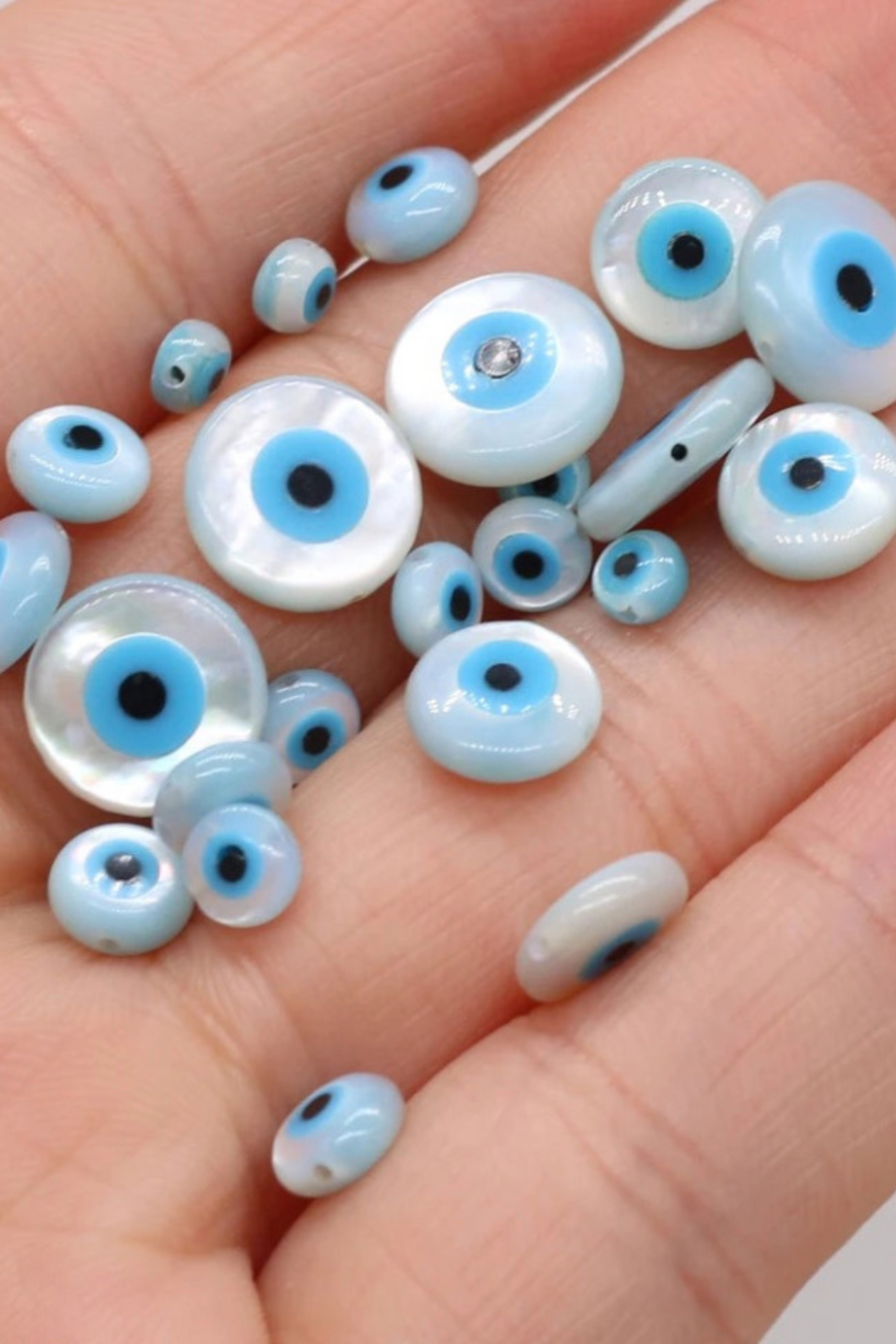 10PC 4/5/6/8/10mm Evil Eye Natural Shell Bead Supply