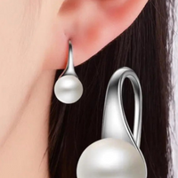 Pure 925 Sterling Silver Earrings Drop Natural Freshwater Pearl