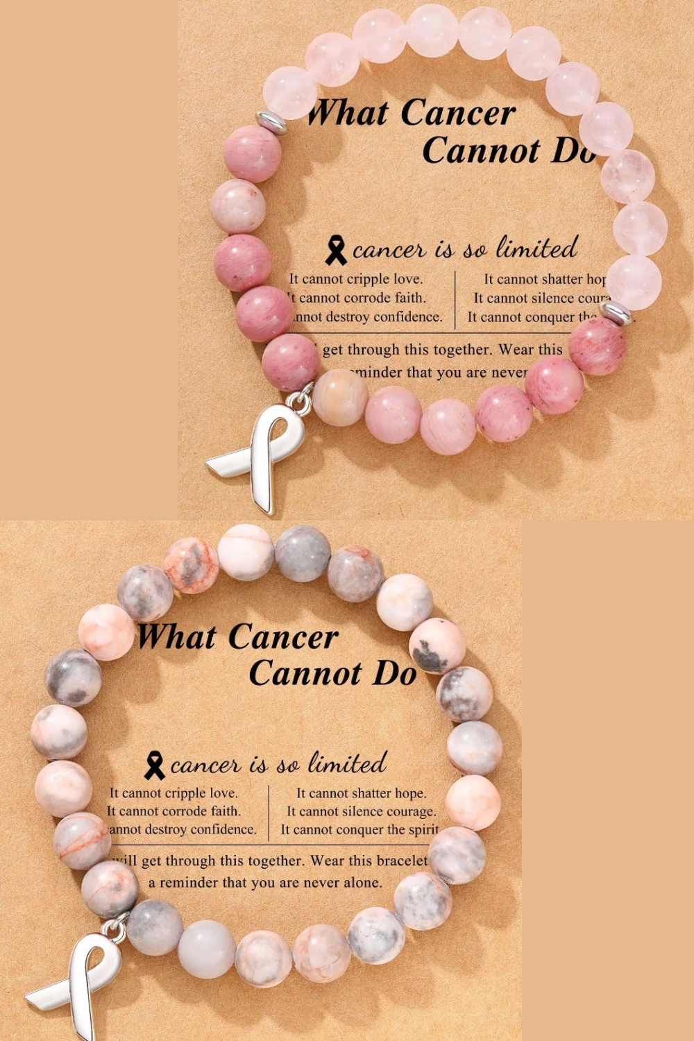 Breast Cancer Awareness Natural Stone Crystal Bracelet