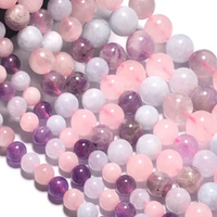 6/8/10mm Natural Madagascar Rose Quartz/Aquamarine/Amethyst Bead