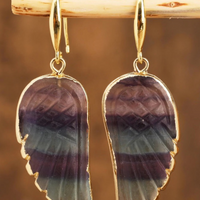 Natural Crystal Angel Wing Dangle Earring