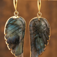 Natural Crystal Angel Wing Dangle Earring