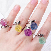 Natural Rainbow Fluorite Flower Ring