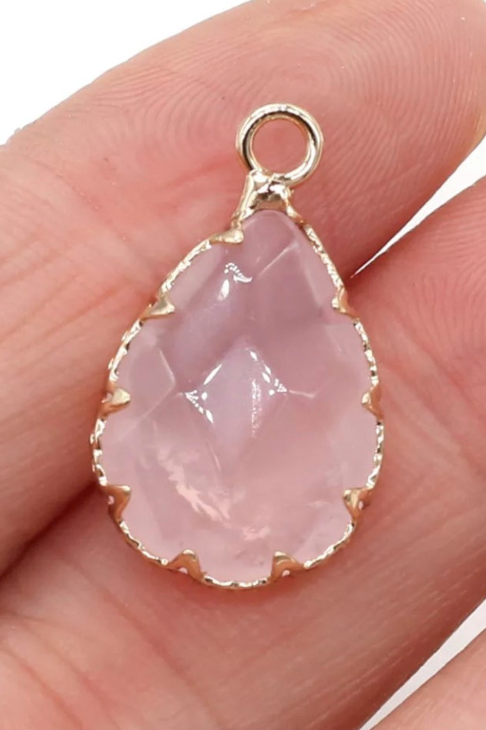 Natural Crystal Rose Quartz Charm Pendant