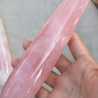 170mm-180mm Natural Rose Quartz Yoni Wand Dildo Massage Tool