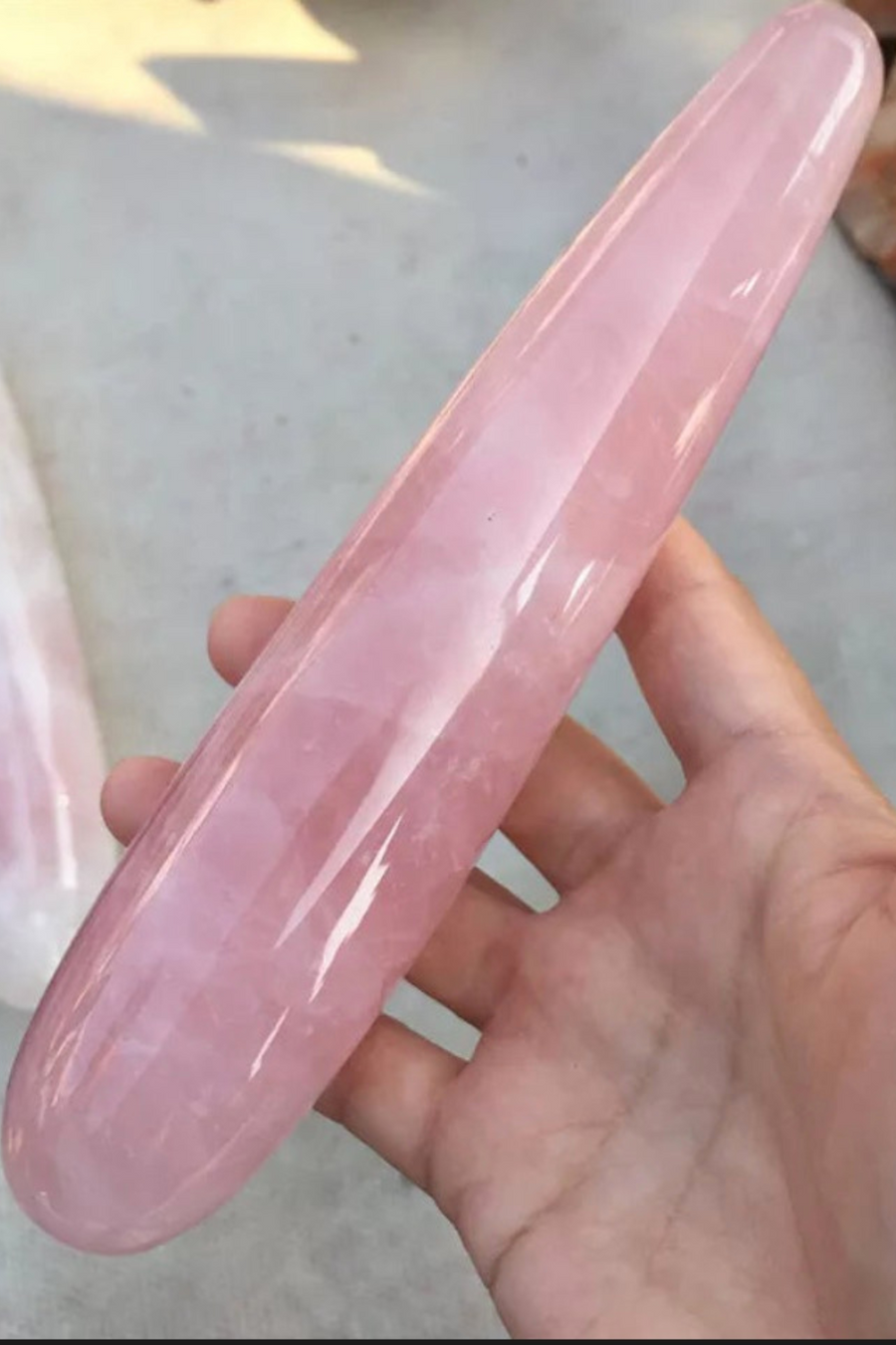 170mm-180mm Natural Rose Quartz Yoni Wand Dildo Massage Tool