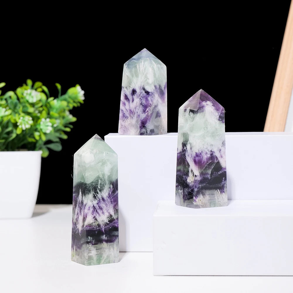 Natural Feather Fluorite Tower