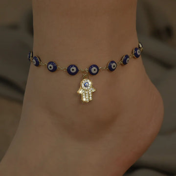 Boho Hand Blue Evil Blue Eye Charm Anklet Bracelet