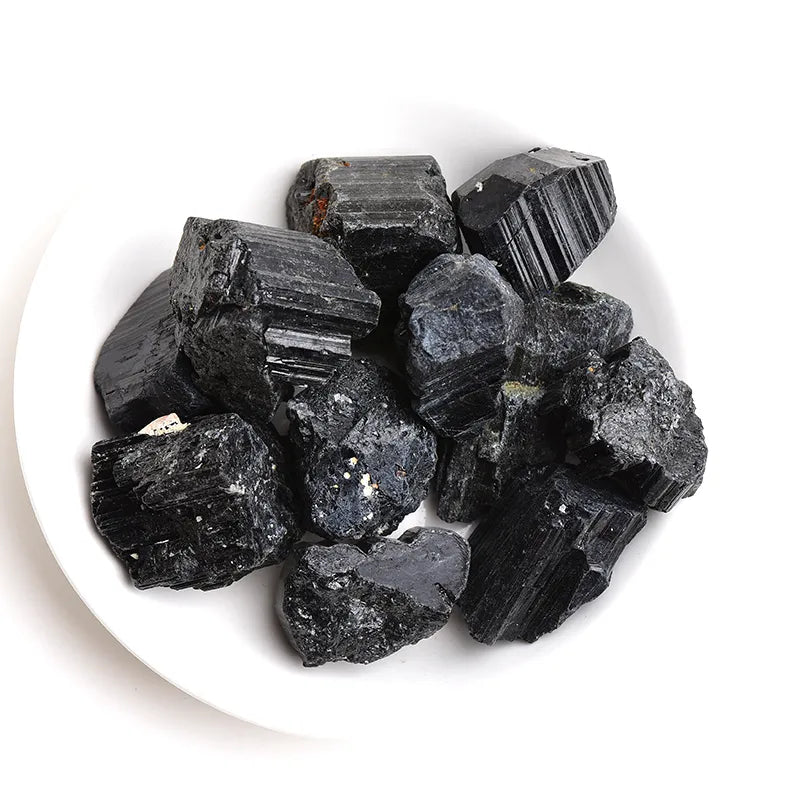 Natural Black Tourmaline Raw Mineral Specimens Irregular Crystal