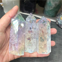 Natural Aura Cracked Clear Quartz Tower