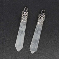 Silver Plated Natural Clear Quartz Pendulum Pendant