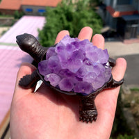 Natural Amethyst Cluster Turtle