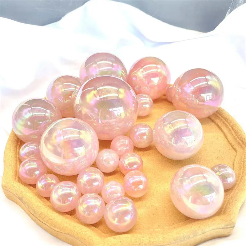 Natural Stone Aura Rose Quartz Sphere