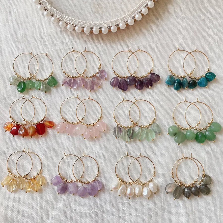 Natural Stone Hoop Earrings