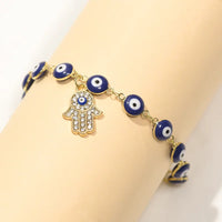 Boho Hand Blue Evil Blue Eye Charm Anklet Bracelet