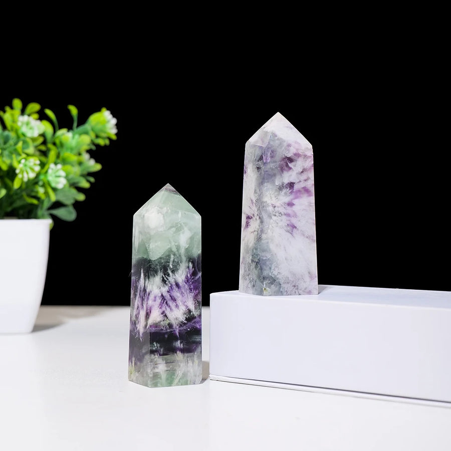 Natural Feather Fluorite Tower