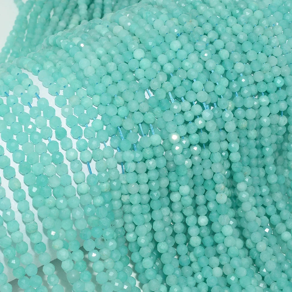 Natural Peru Amazonite Faceted Round Beads 3.2mm