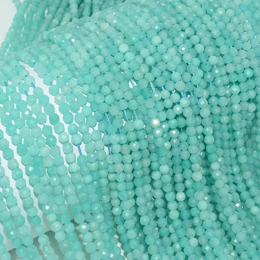 Natural Peru Amazonite Faceted Round Beads 3.2mm