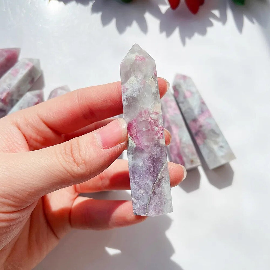 Natural Crystal Tower Plum Blossom Tourmaline Crystal Point