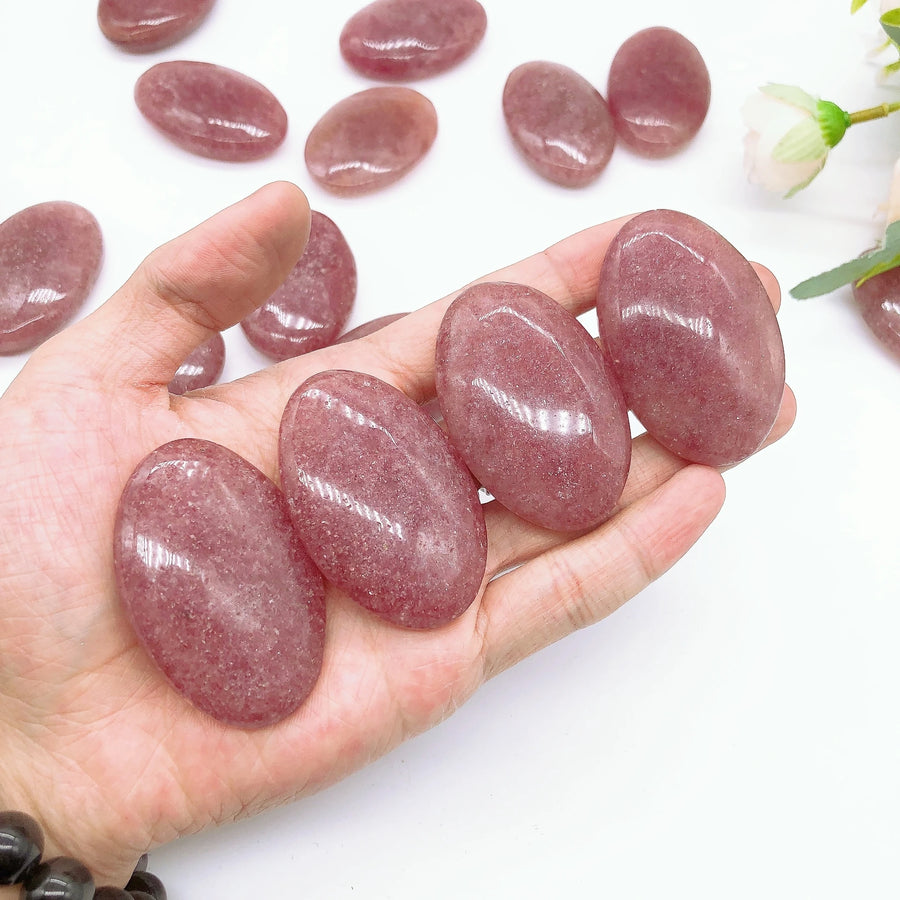 Natural Strawberry Quartz Palm Stone