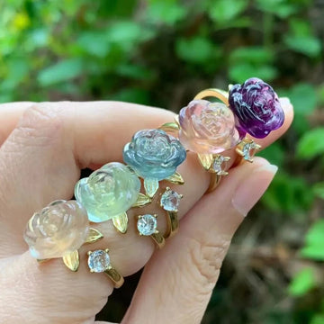 Natural Fluorite Flower Ring