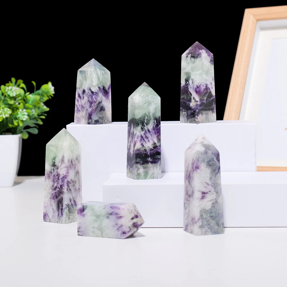 Natural Feather Fluorite Tower