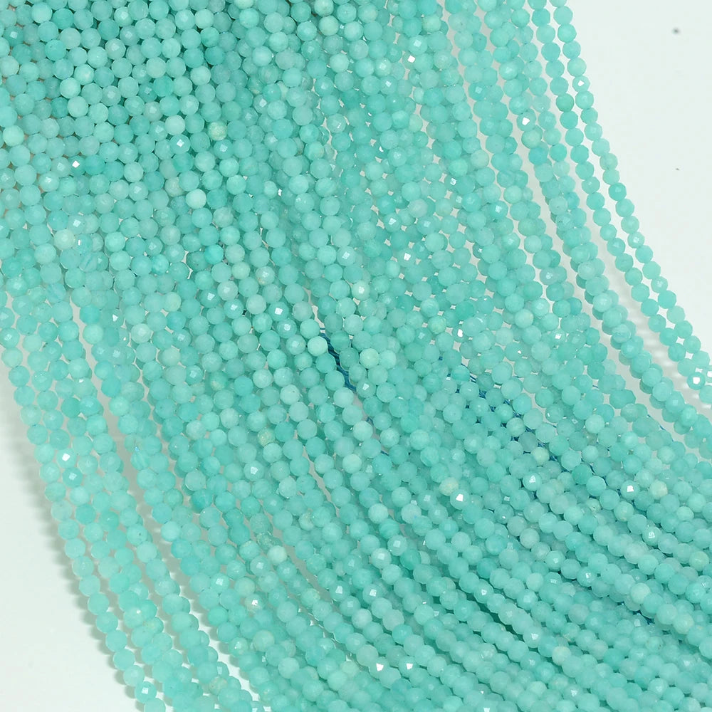 Natural Peru Amazonite Faceted Round Beads 3.2mm