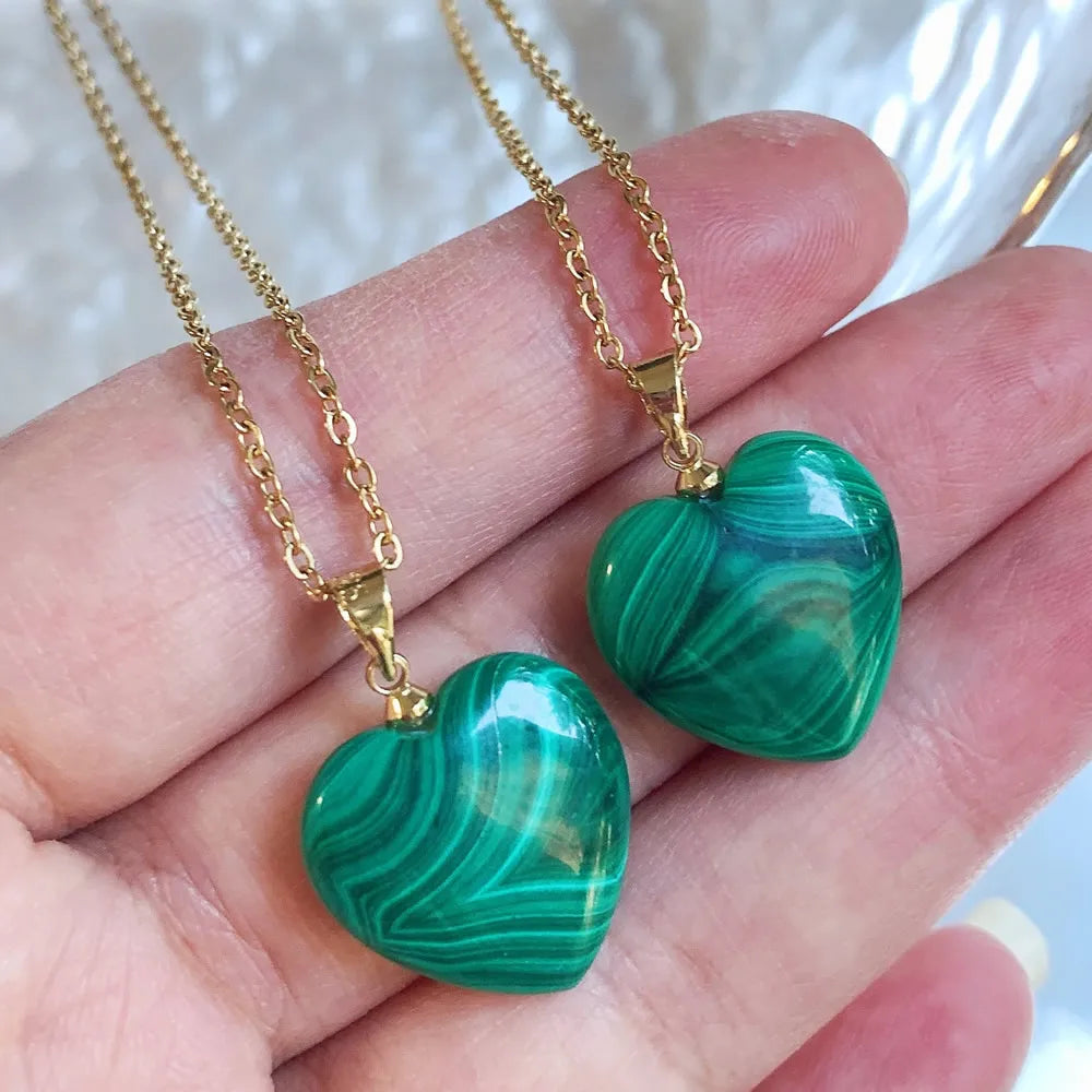 Natural Malachite Stone Pendant Necklace