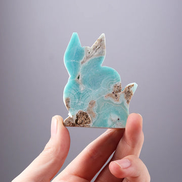 Natural Druzy Caribbean Calcite Cat Carving