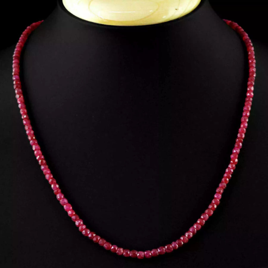 Natural Brazil Red Ruby Gemstone Beads Necklace