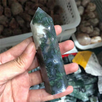 Natural Moss Agate Tower