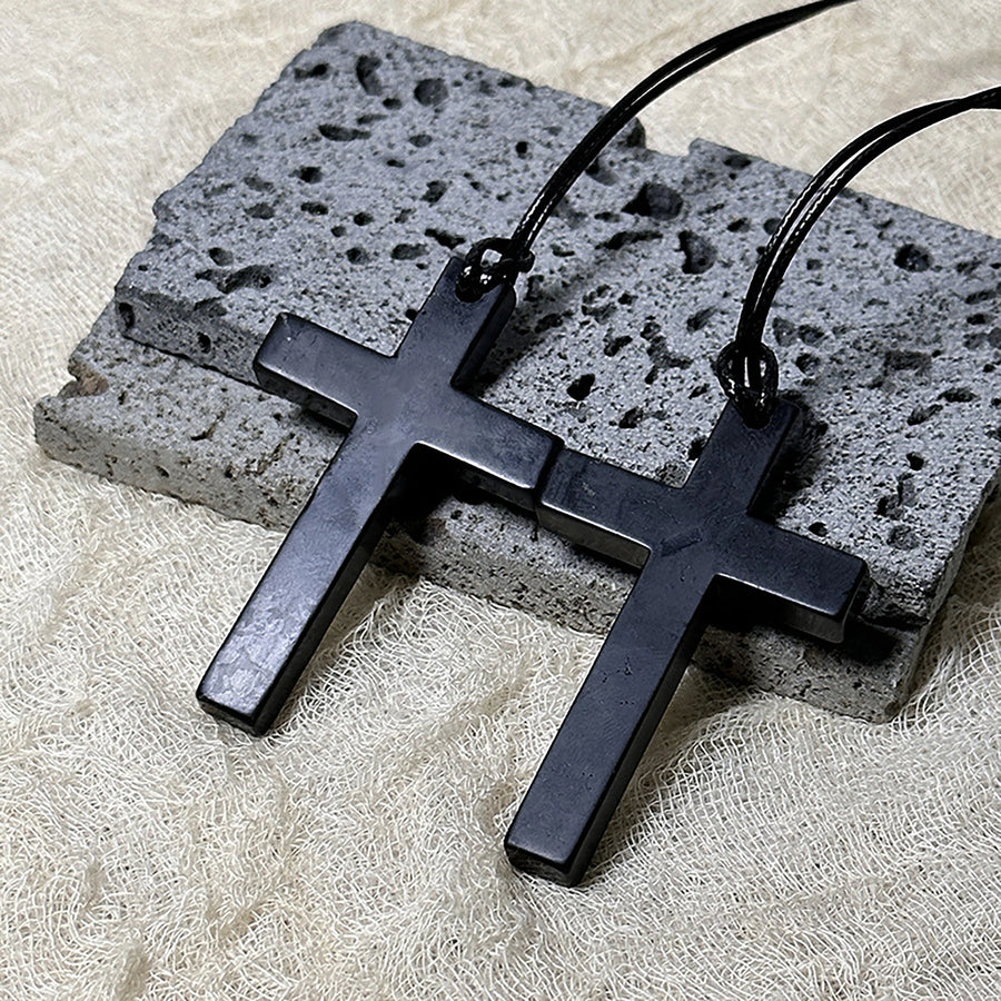 Natural Shungite Cross Pendant