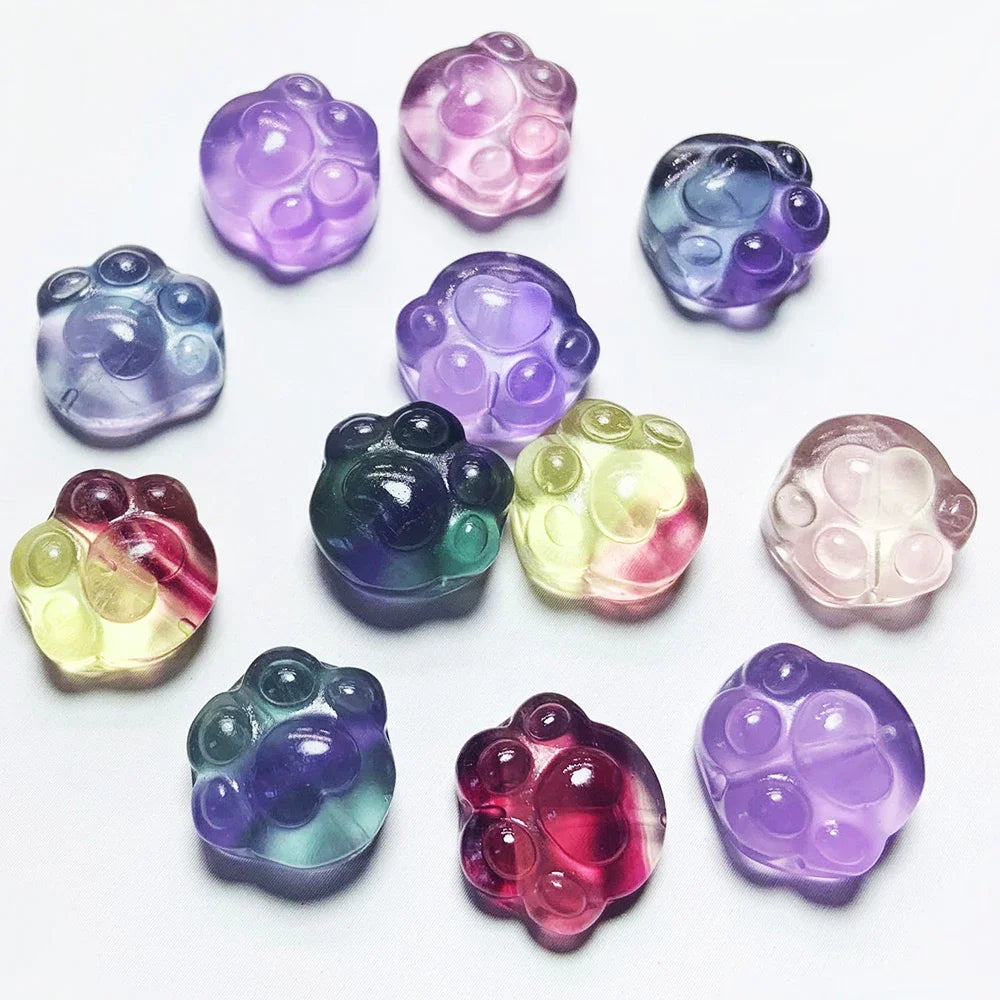 Natural Rainbow Fluorite Cat Paw