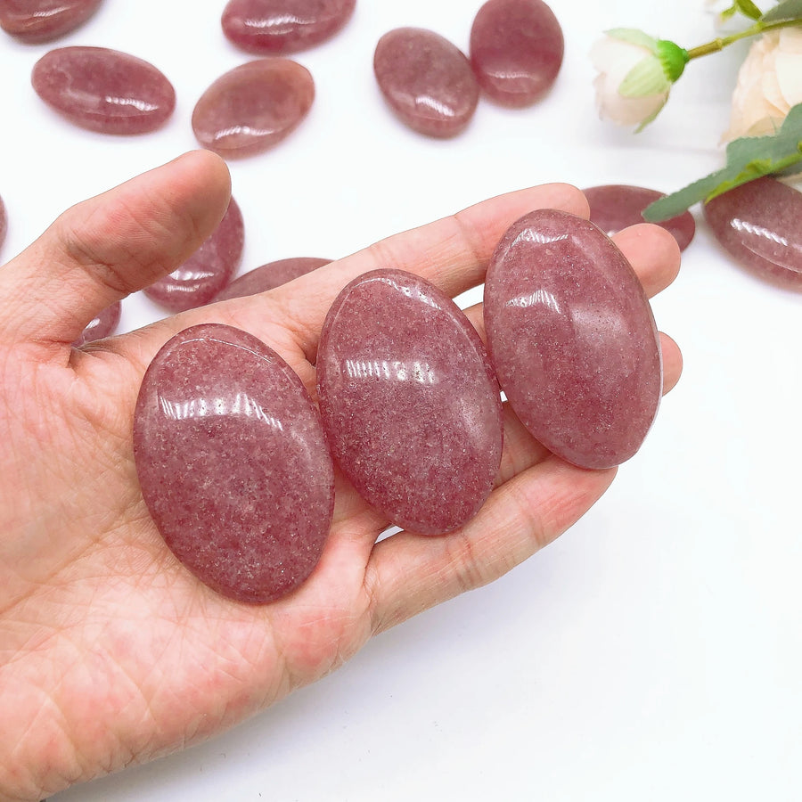 Natural Strawberry Quartz Palm Stone