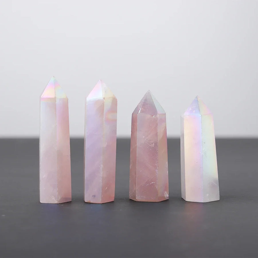 Natural Aura Rose Quartz Tower