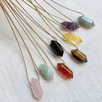 Natural Crystal Necklace Stainless Steel