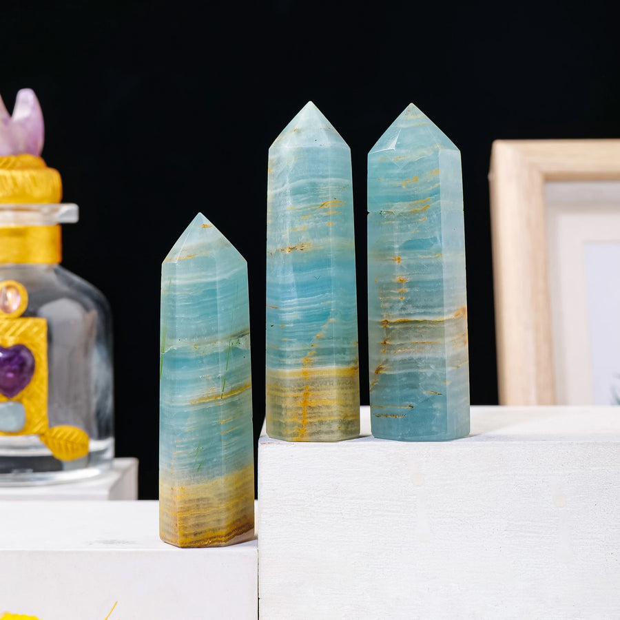 Natural Blue Onyx Calcite Tower