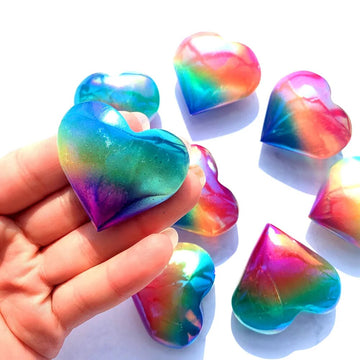 Natural Aura Rainbow Agate Heart