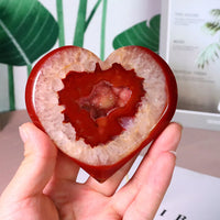 1pc Natural Carnelian Crystal Heart Spiritual Meditation Feng Shui Druzy Home Ornament