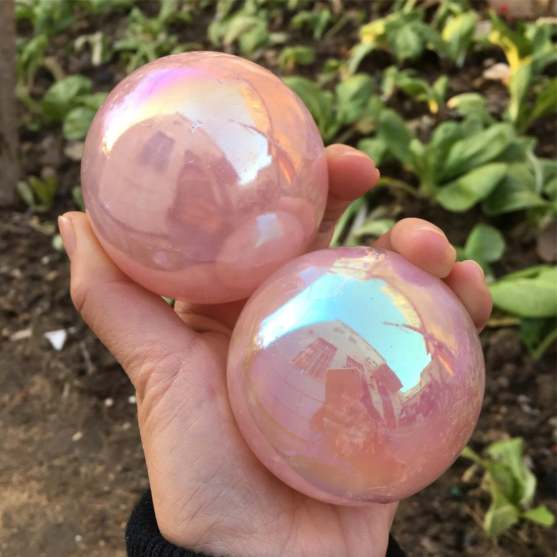 Natural Aura Rose Quartz Sphere