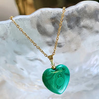 Natural Malachite Stone Pendant Necklace