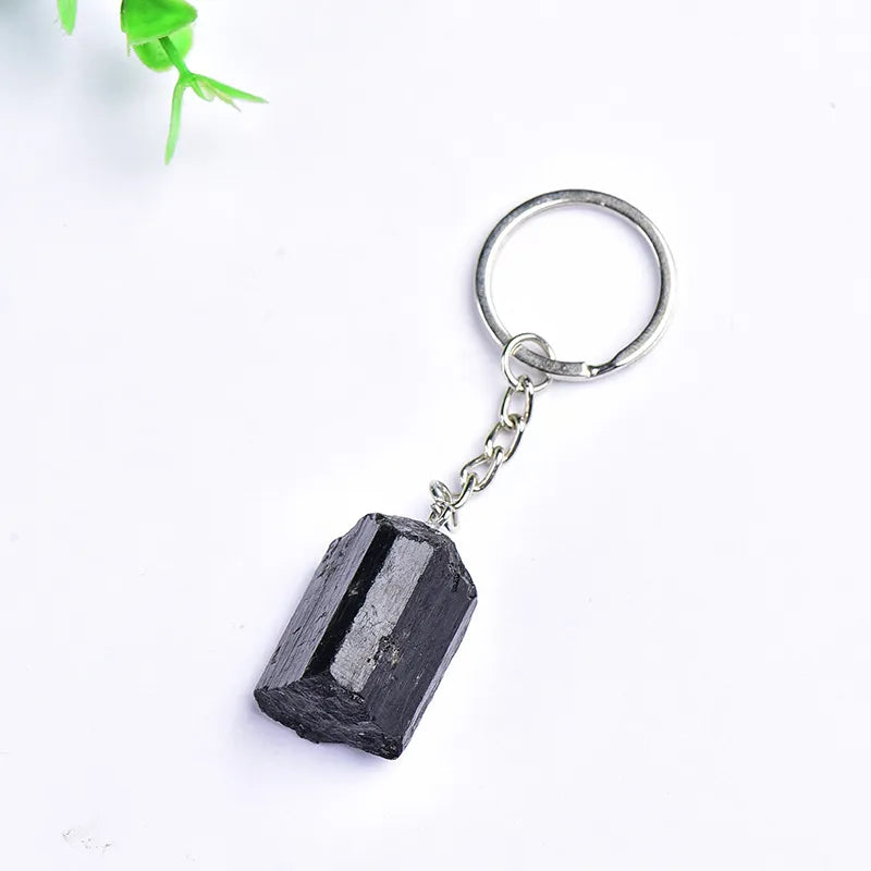 Natural Black Tourmaline Key Chain